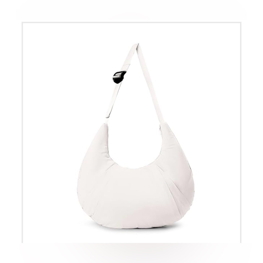 Women’s White Puffer Crescent Shoulder Bag